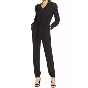 Fraiche By J Utility Long Sleeve Jumpsuit In Black